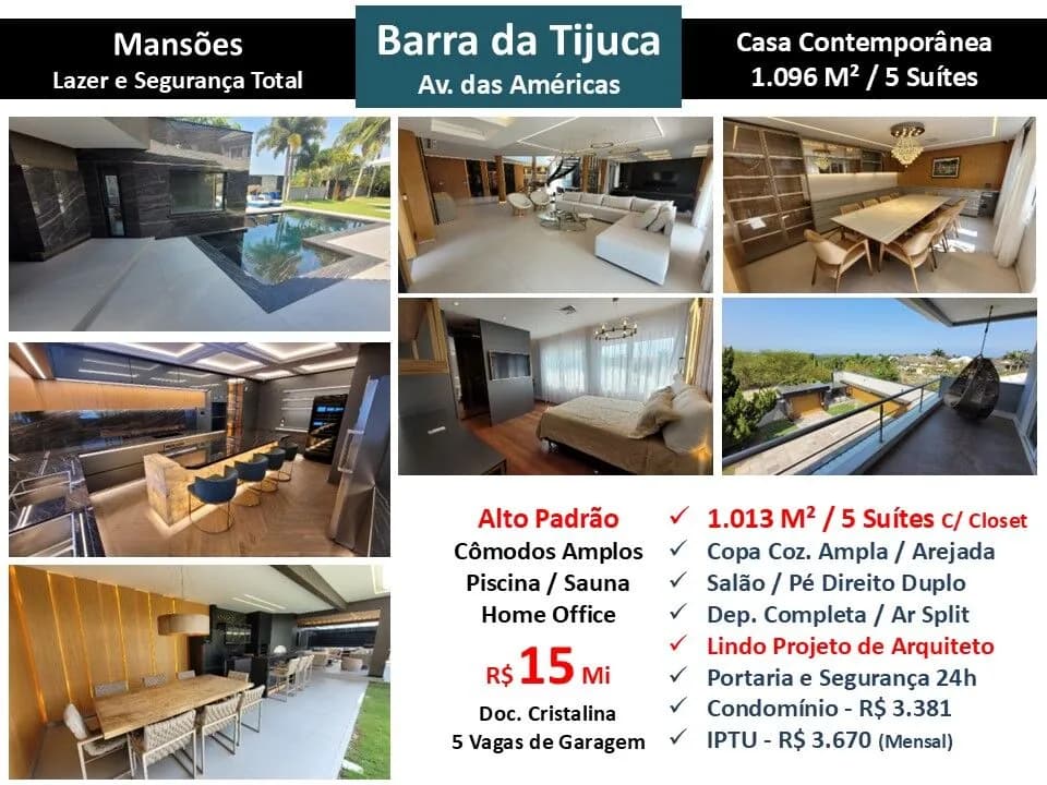 Foto Casa 1013m2 Condomínio Mansões Barra da Tijuca