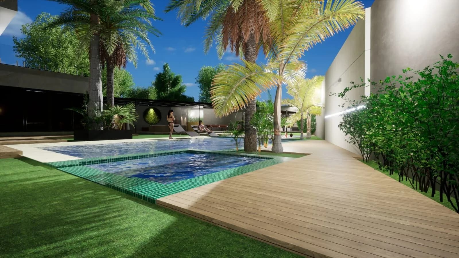 Área gourmet e jardim da casa 1485m² no Condomínio Mansões Barra da Tijuca