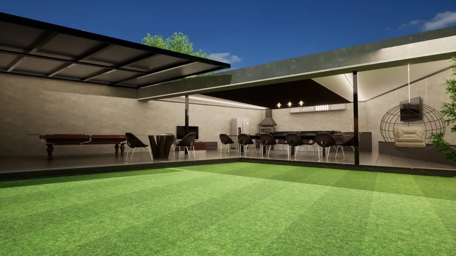 Hall de entrada com iluminação premium da mansão Condomínio Mansões