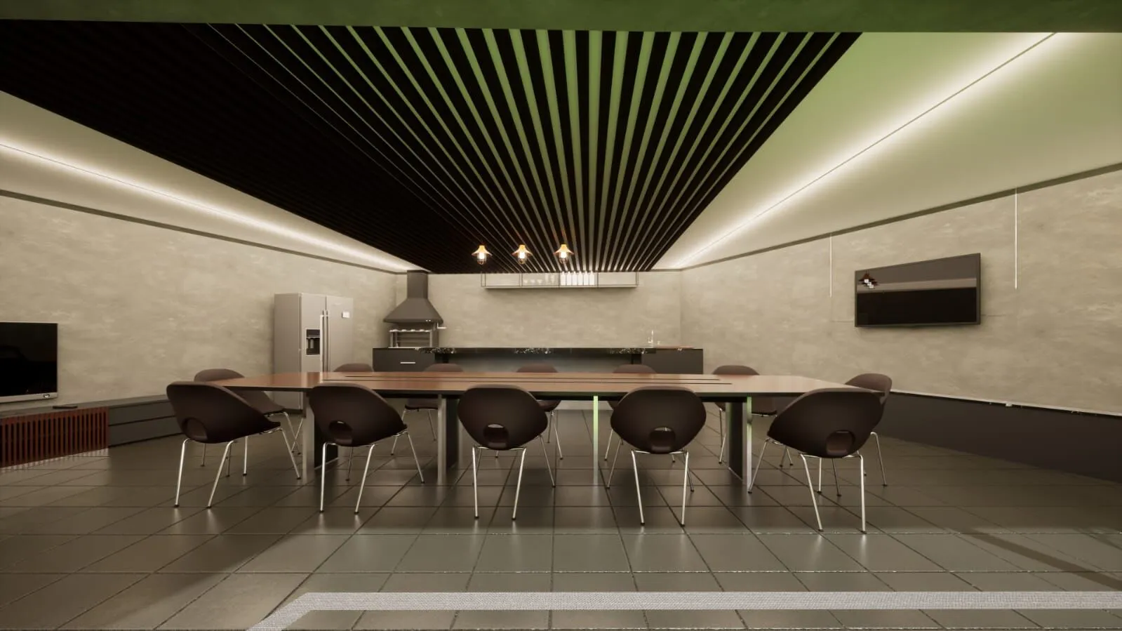 Garagem subterrânea para 6 vagas da mansão Condomínio Mansões