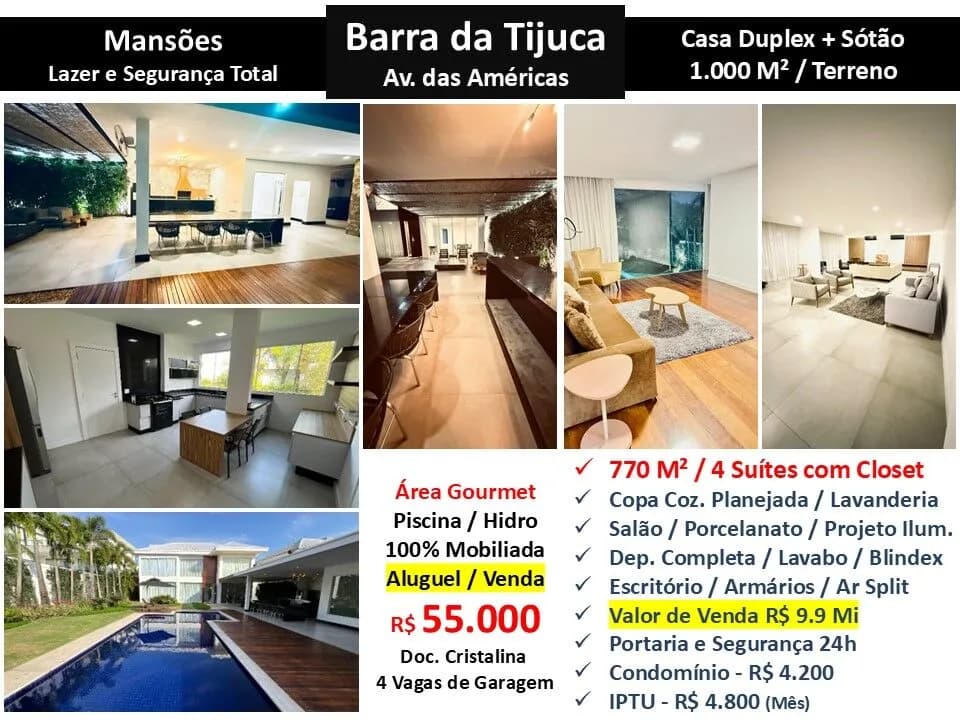 Foto Casa 770m2 Condomínio Mansões Barra da Tijuca