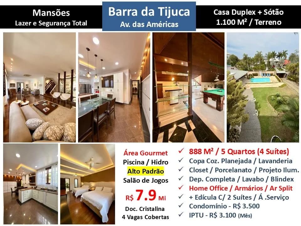 Foto Casa 888m2 Condomínio Mansões Barra da Tijuca