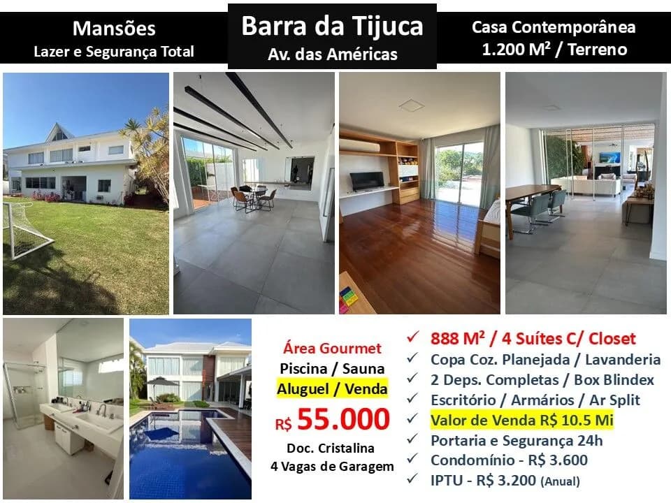 Foto Casa 888m2-3 Condomínio Mansões Barra da Tijuca